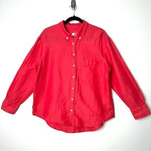 Anthropologie Maeve Casual Classic Boxy Fit Button Up Linen Blend Beachy Shirt